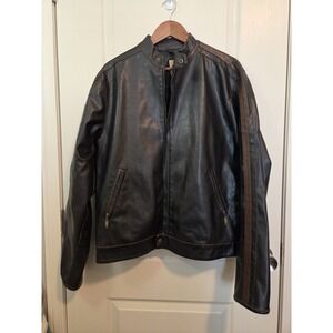 Toxic Hazard Faux Leather Jacket With Eagle Fire Bird On Back Mens Sz XL